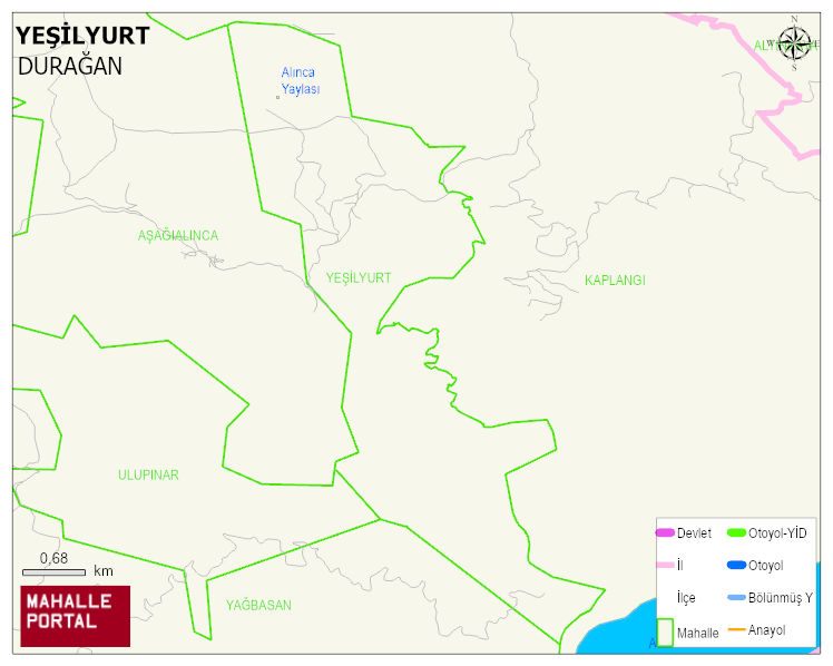 YEŞİLYURT Köyü Haritası | Dağlar, Ovalar ve Akarsu Bilgileri