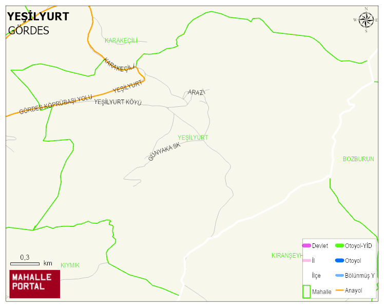 YEŞİLYURT Mahallesi Haritası | Mahalle ve Köy Sınırı