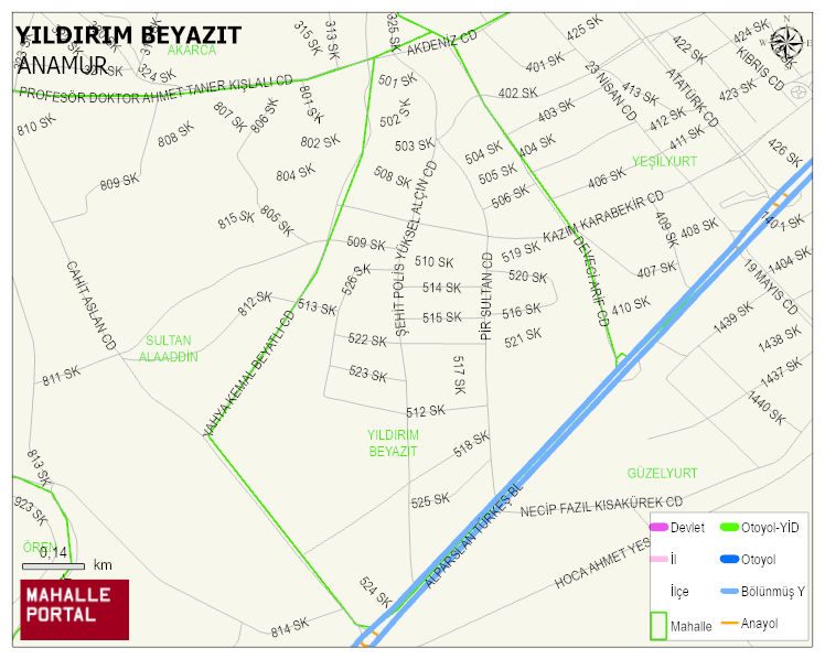 YILDIRIM BEYAZIT Mahallesi Haritası | İnteraktif Köy ve Mahalle Sınırları