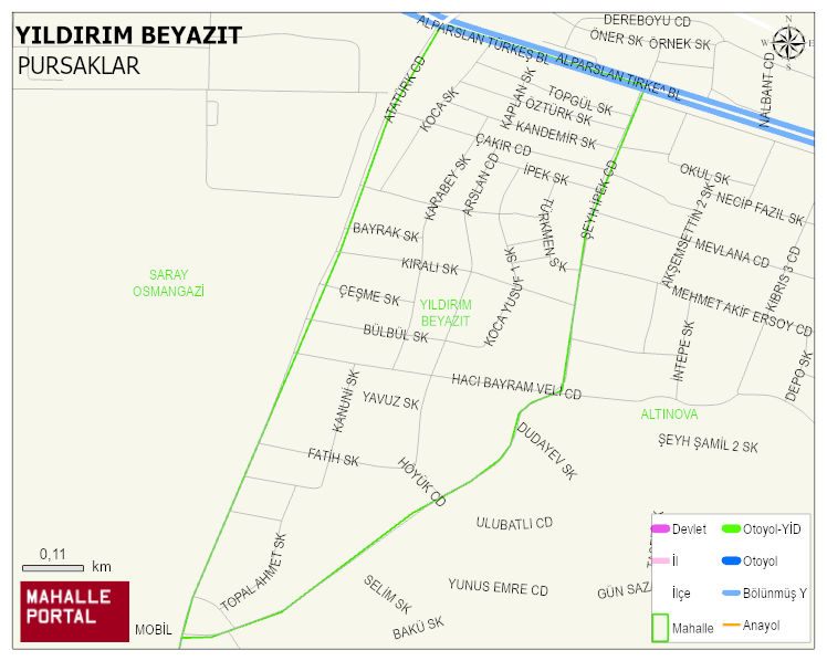 YILDIRIM BEYAZIT Mahallesi Haritası | Mahalle ve Köy Sınırı