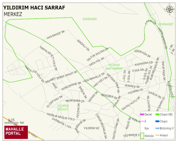 YILDIRIM HACI SARRAF Mahallesi Haritası | Yükselti ve Doğa Özellikleri