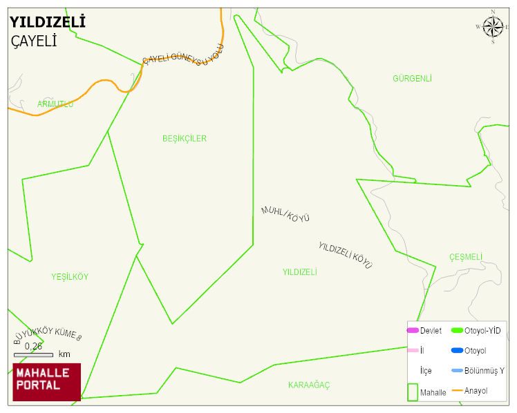 YILDIZELİ Köyü Haritası | Detaylı Köy ve Mahalle Görünümü