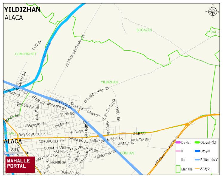 YILDIZHAN Mahallesi Haritası | Coğrafi Yapı ve Detaylı Haritası