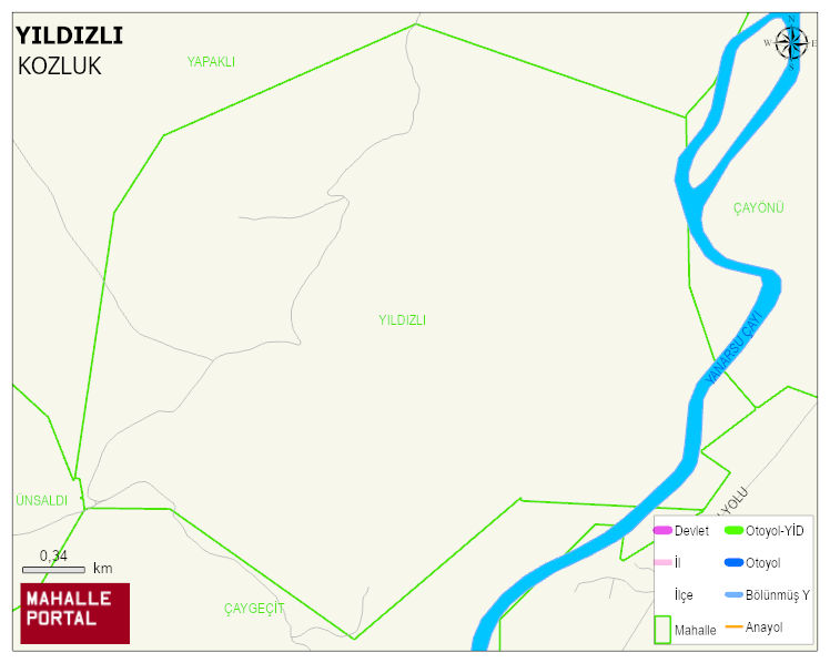 YILDIZLI Köyü Haritası | Mahalle ve Köy Sınırı