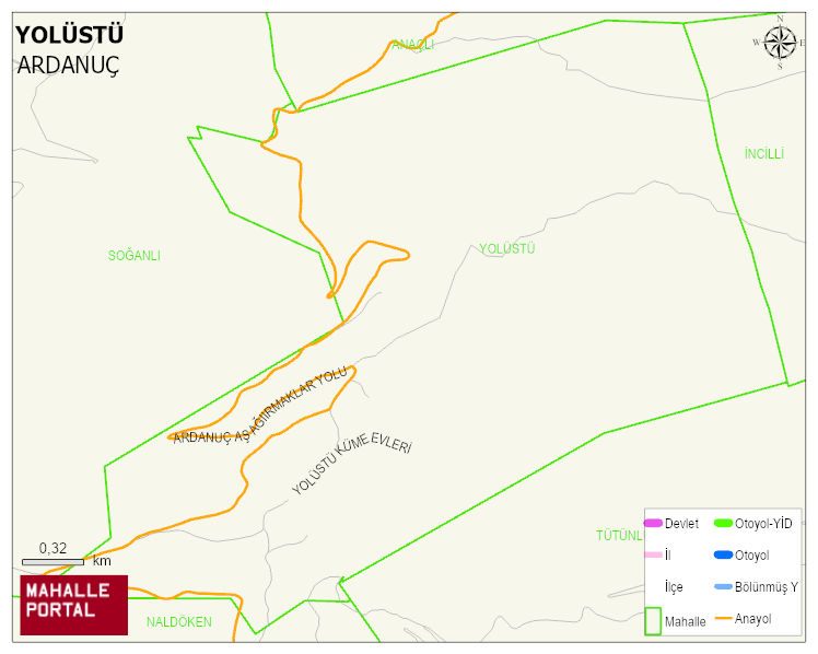 YOLÜSTÜ Köyü Haritası | İnteraktif Köy ve Mahalle Sınırları
