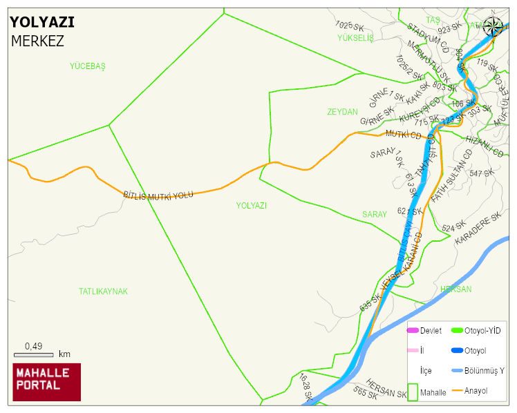YOLYAZI Köyü Haritası | Yükselti ve Doğa Özellikleri