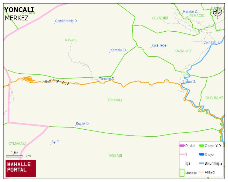 YONCALI Köyü Haritası | Sayısal Bölge Görünümü