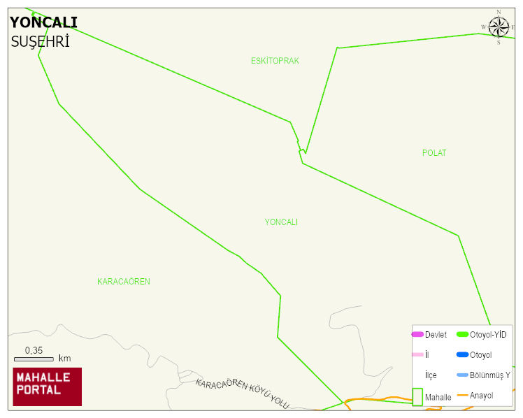 YONCALI Köyü Haritası | İnteraktif Köy ve Mahalle Sınırları