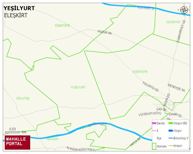 YÜCEKAPI BELDESİ YEŞİLYURT Mahallesi Haritası | Detaylı Köy ve Mahalle Görünümü