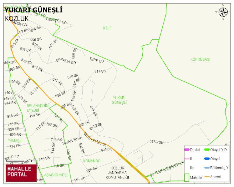 YUKARI GÜNEŞLİ Mahallesi Haritası | Yükselti ve Doğa Özellikleri