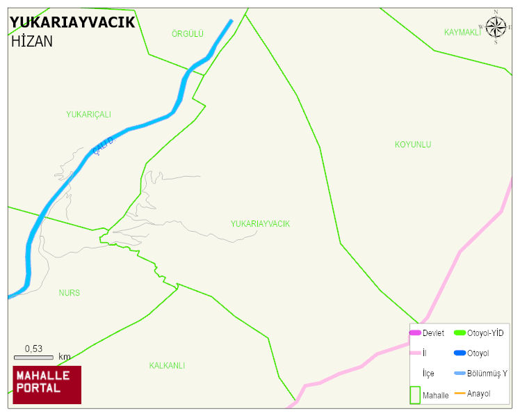 YUKARIAYVACIK Köyü Haritası | Dağlar, Ovalar ve Akarsu Bilgileri