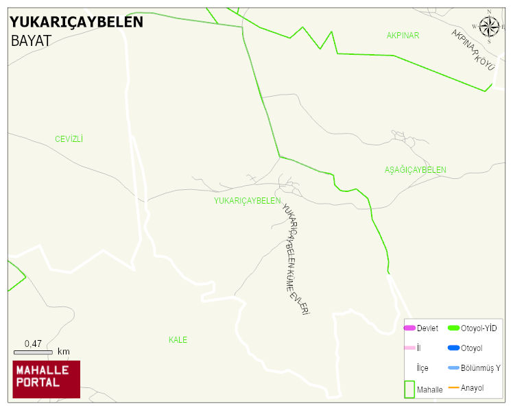 YUKARIÇAYBELEN Köyü Haritası | İnteraktif Köy ve Mahalle Sınırları