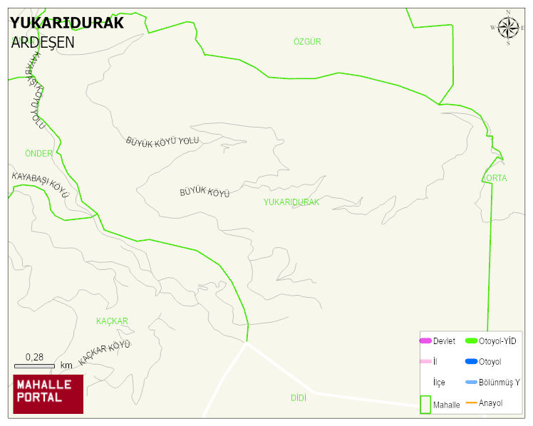 YUKARIDURAK Köyü Haritası | Mahalle Sokak Haritası