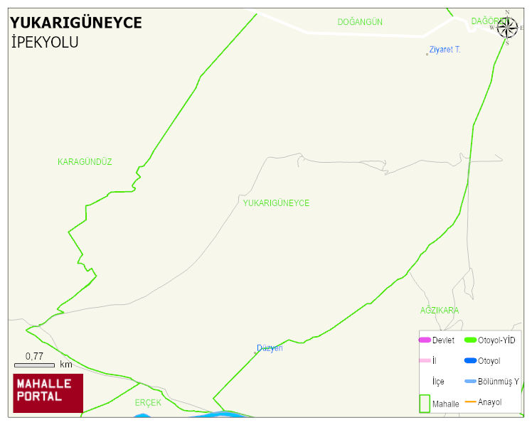 YUKARIGÜNEYCE Mahallesi Haritası | Dağlar, Ovalar ve Akarsu Bilgileri