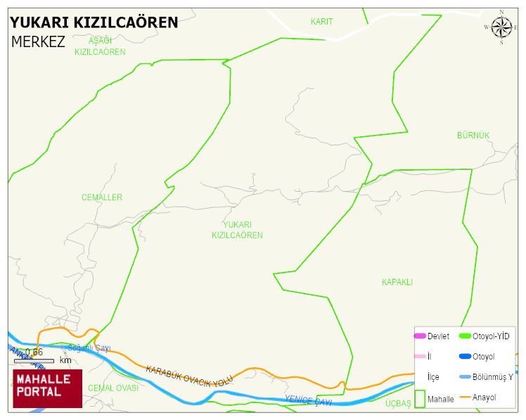 YUKARI KIZILCAÖREN Köyü Haritası | Detaylı Köy ve Mahalle Görünümü