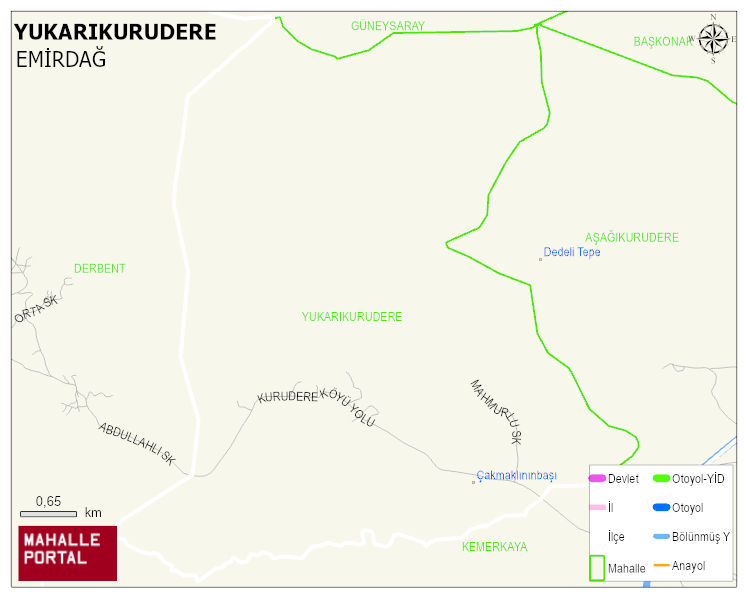 YUKARIKURUDERE Köyü Haritası | Mahalle ve Köy Sınırı