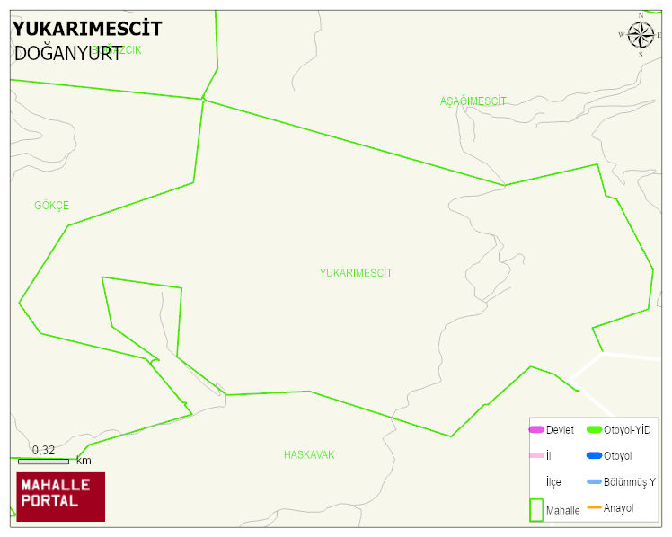 YUKARIMESCİT Köyü Haritası | Mahalle ve Köy Sınırı