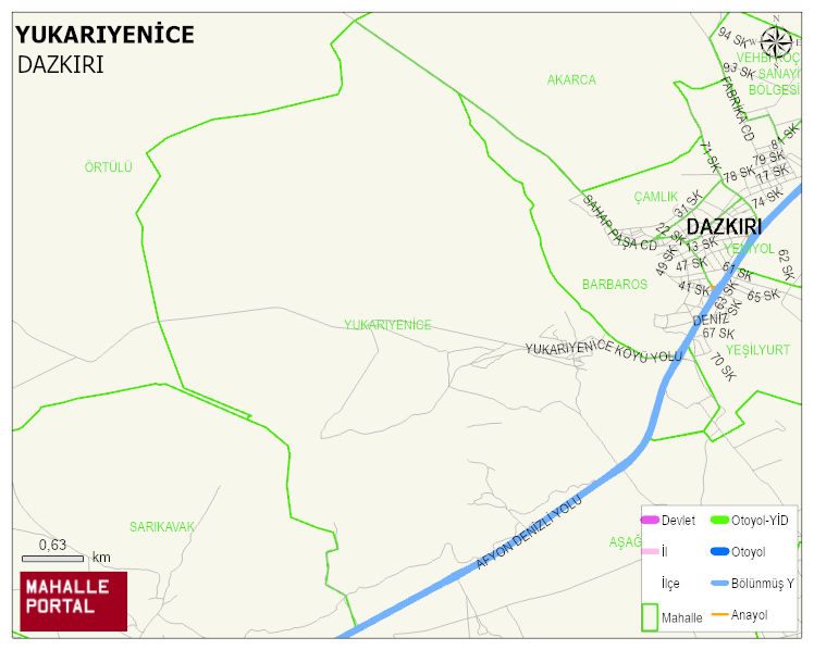YUKARIYENİCE Köyü Haritası | Dağlar, Ovalar ve Akarsu Bilgileri