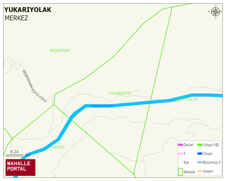 YUKARIYOLAK Köyü Haritası | Mahalle ve Köy Sınırı