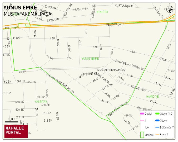 YUNUS EMRE Mahallesi Haritası | Detaylı Köy ve Mahalle Görünümü