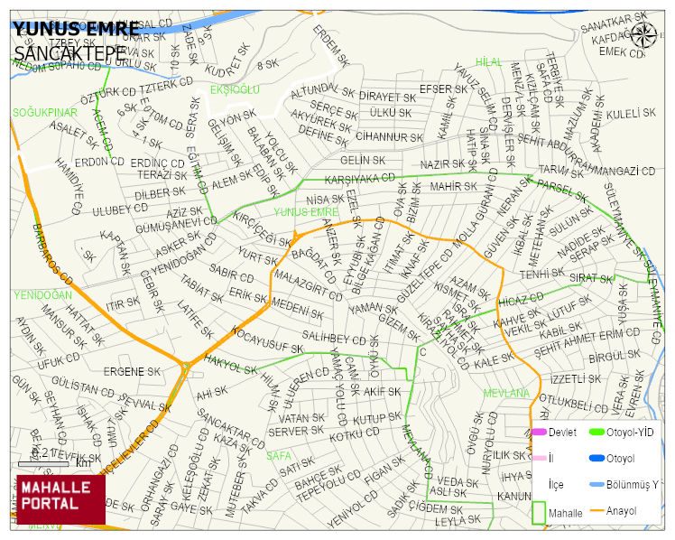 YUNUS EMRE Mahallesi Haritası | Dağlar, Ovalar ve Akarsu Bilgileri