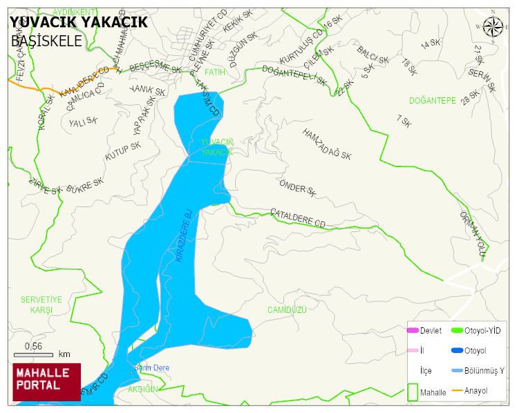YUVACIK YAKACIK Mahallesi Haritası | Dağlar, Ovalar ve Akarsu Bilgileri