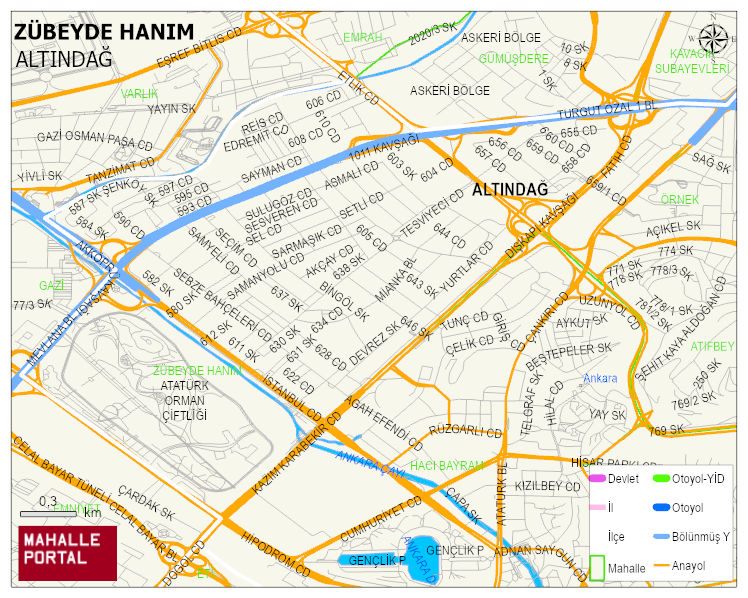 ZÜBEYDE HANIM Mahallesi Haritası | Dağlar, Ovalar ve Akarsu Bilgileri